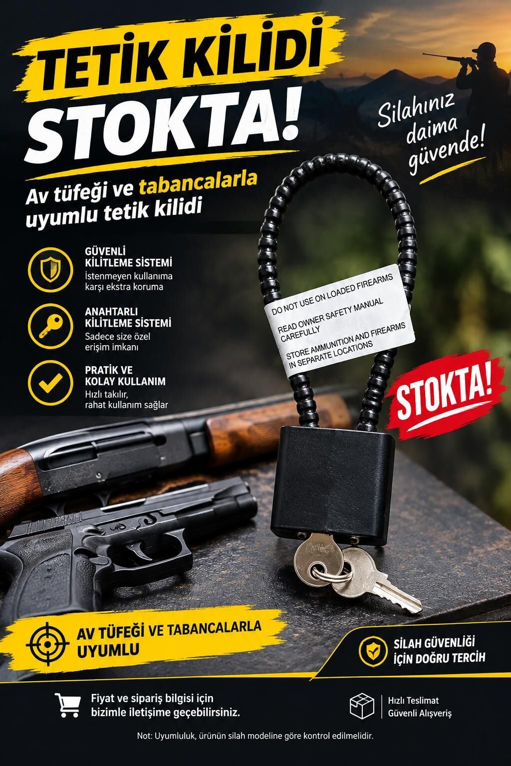 Av Tüfeği Ve Tabancalara Uyumlu Tetik Güvenlik Kilidi