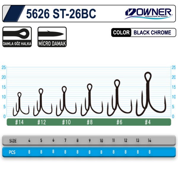 Owner 5626 St-26 Black Chrome Çarpma İğne 14