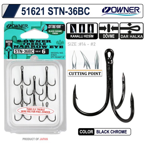Owner 51621 Stn -36 Black Chrome  Üçlü İğne No 2