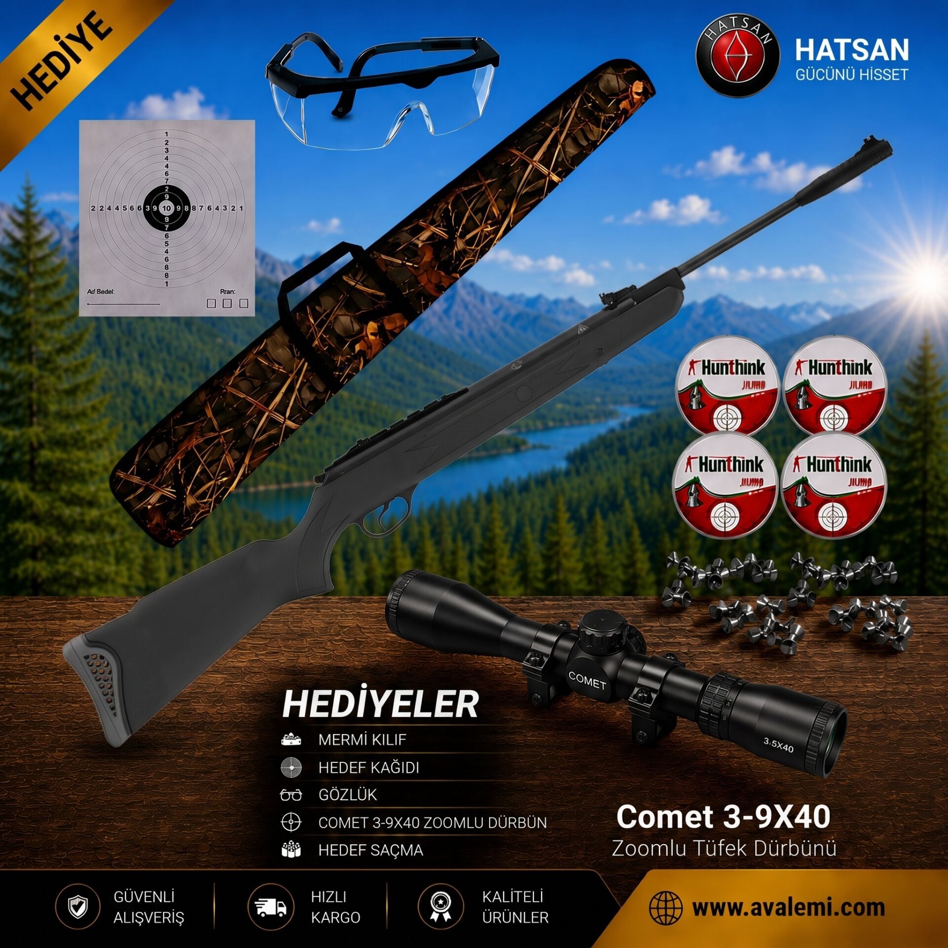 Hatsan Mod 125 Havalı Tüfek Seti 3-9x40 Dürbün