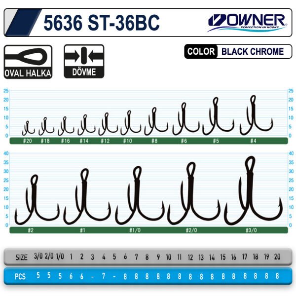 Owner 5636 St-36 Black Chrome Çarpma İğne 12