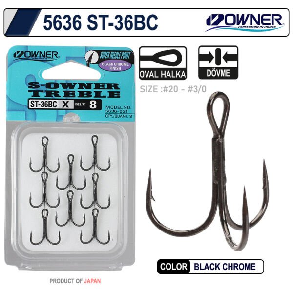 Owner 5636 St-36 Black Chrome Çarpma İğne 20