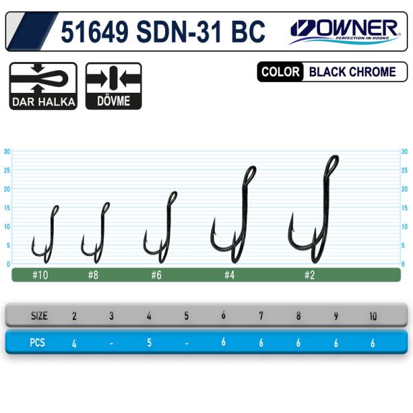 Owner 51649 Sdn-31Black Chrome  İkili İğne 8