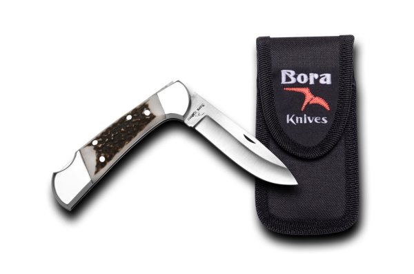 Bora 201 BP Orta Boy Yuvarlak Uçlu Boynuz Saplı Çakı