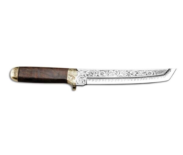 Bora 501 Tanto Kök Ceviz Ağacı Gravürlü Bıçak