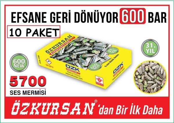 Özkursan 9mm Yeni Kurusıkı Ses Mermisi 10 Paket