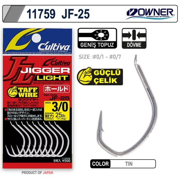 Cultiva 11759 Jigger Light Hold Jig İğnesi 4-0