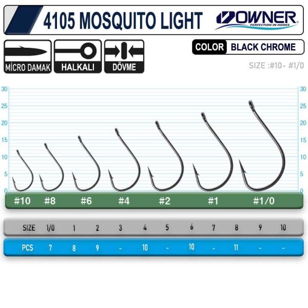 Owner 4105 Musquito Light Black Chrome İğne 8