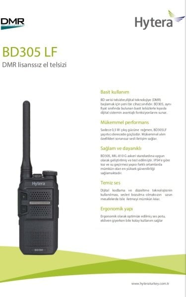 Hytera BD305 LF Telsiz (Tekli)
