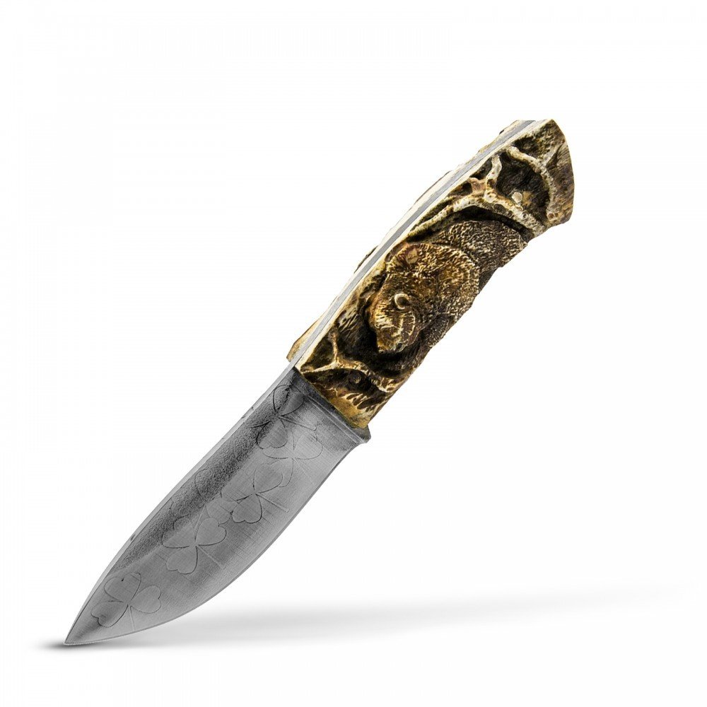 AvAlemi B4 N690 Böhler Çelik ve Kızıl Geyik Boynuzu Kabzeli Özel Yapım Av Bıçağı