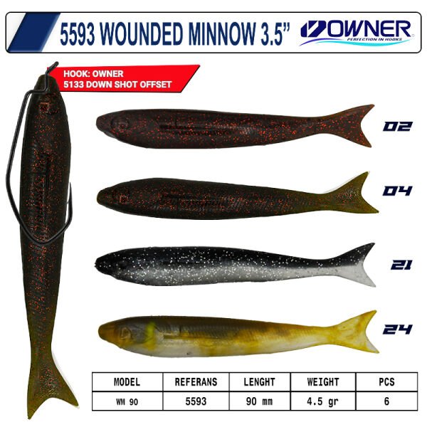 Owner 5593 Wounded Minnow 90mm 20
