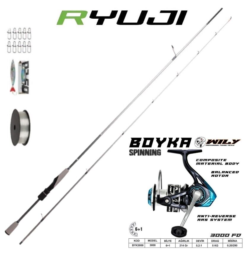 Ryuji Matrix 240 Cm 3-21 Gr Spin Olta Kamışı Wily boyka 3000 Spin Olta Seti
