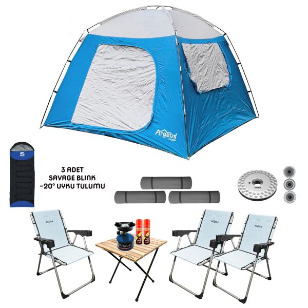 Argeus Skydome 3 Kişilik 3 Mevsim Kamp Çadırı Seti