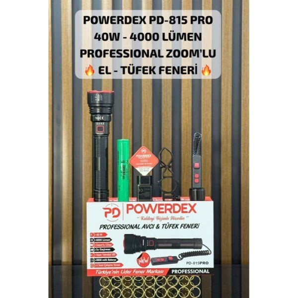 Powerdex PD-815 Pro 40W & 4000 Lümen Professional Zoom lu El Tüfek Feneri