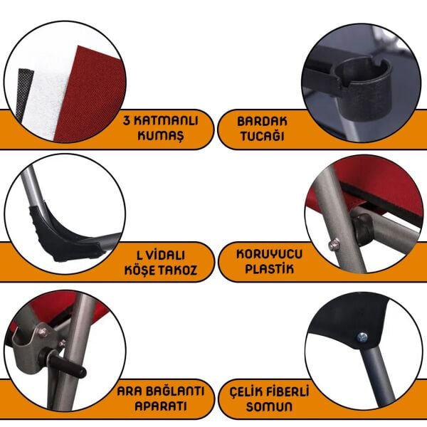 Argeus Rock Silver 4'lü Bardaklıklı Kamp Sandalyesi ve Masa Seti - Buğday - Taşıma Çantalı - Alüminyum Masa