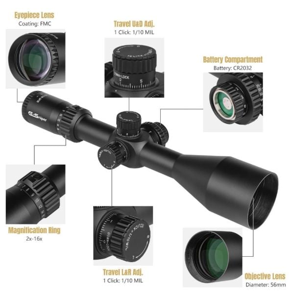 G-sniper 2-16x56 SFP IR Tüfek Dürbünü