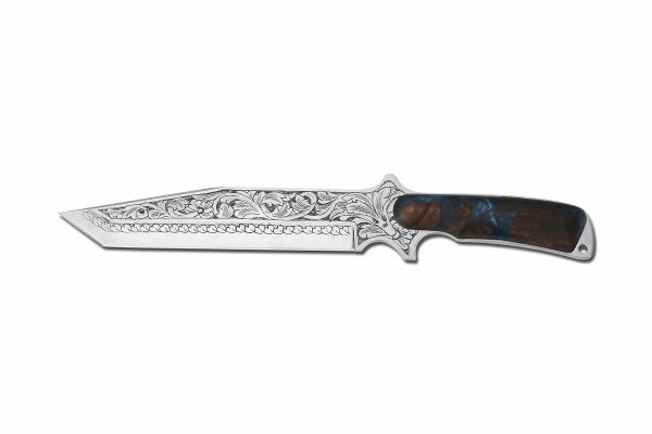 Bora 504 Büyük Shogun Ceviz Epoksi Sap Gravürlü Bıçak