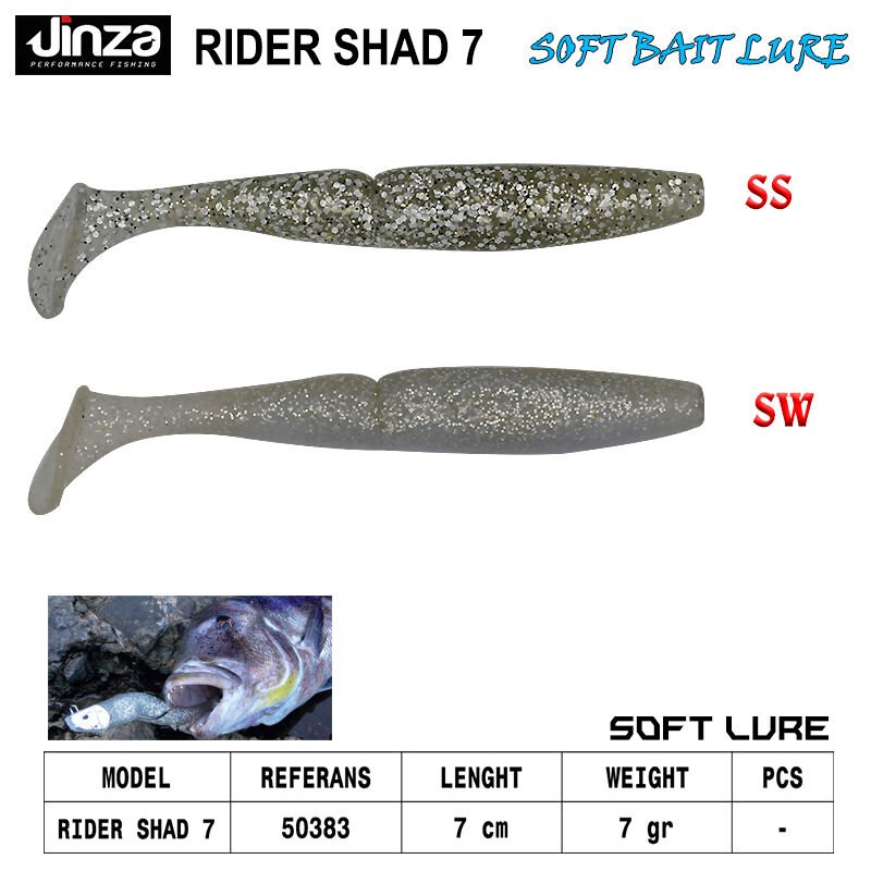 Jinza Rider Shad 70 mm 7 gr Silikon Balık SS