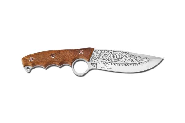 Bora 508 Wild Boar Amboyna Ağacı Sap Gravürlü Bıçak