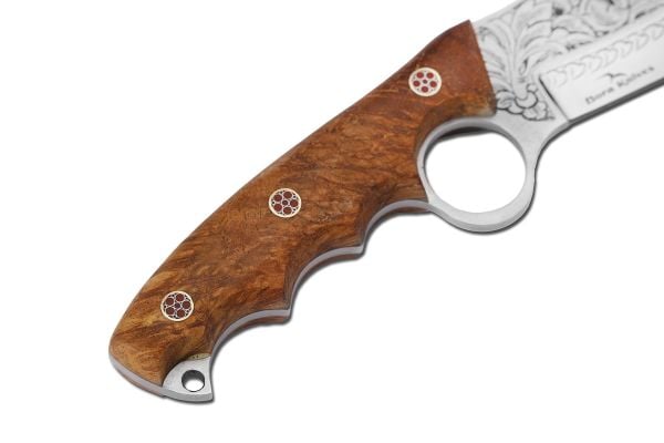 Bora 508 Wild Boar Amboyna Ağacı Sap Gravürlü Bıçak