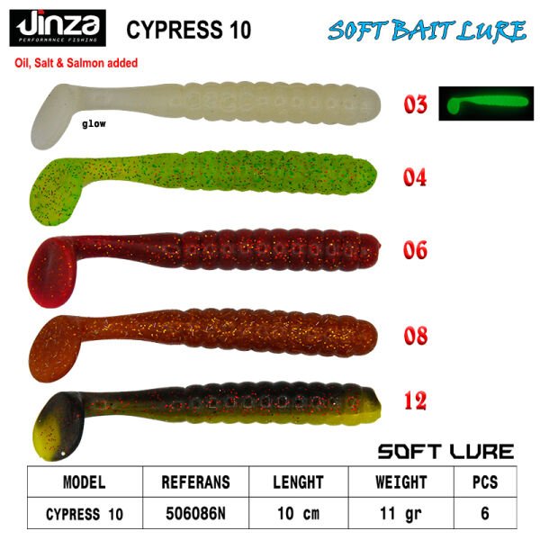 Jinza Hawk Cypress 100 mm  11 gr Silikon Balık 6 Adet 12