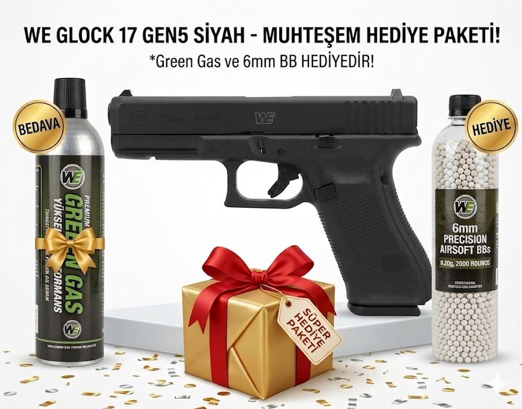 We Glock 17 Gen5 Siyah Airsoft Tabanca Seti
