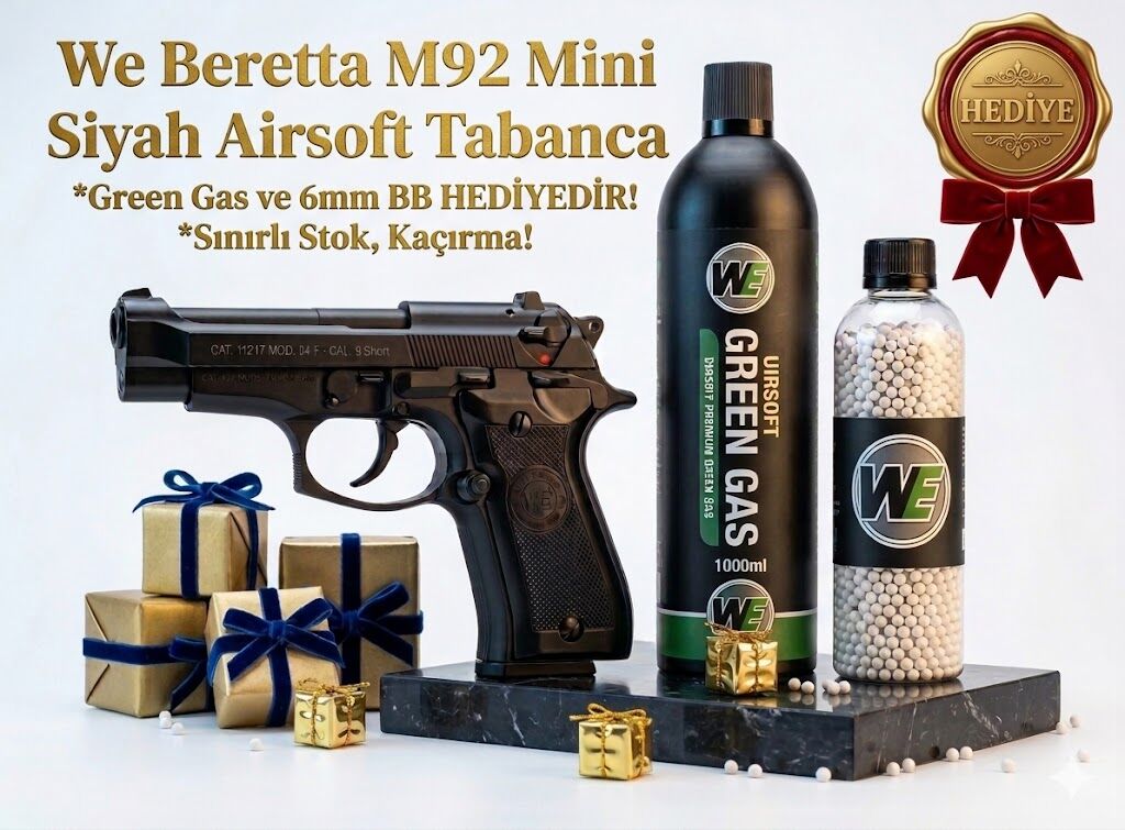 We Beretta M92 Mini Siyah Airsoft Tabanca Seti