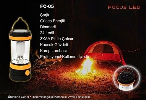 Focus-Fc05 Şarjlı&Solar Güneş Enerjili Kamp Lambası