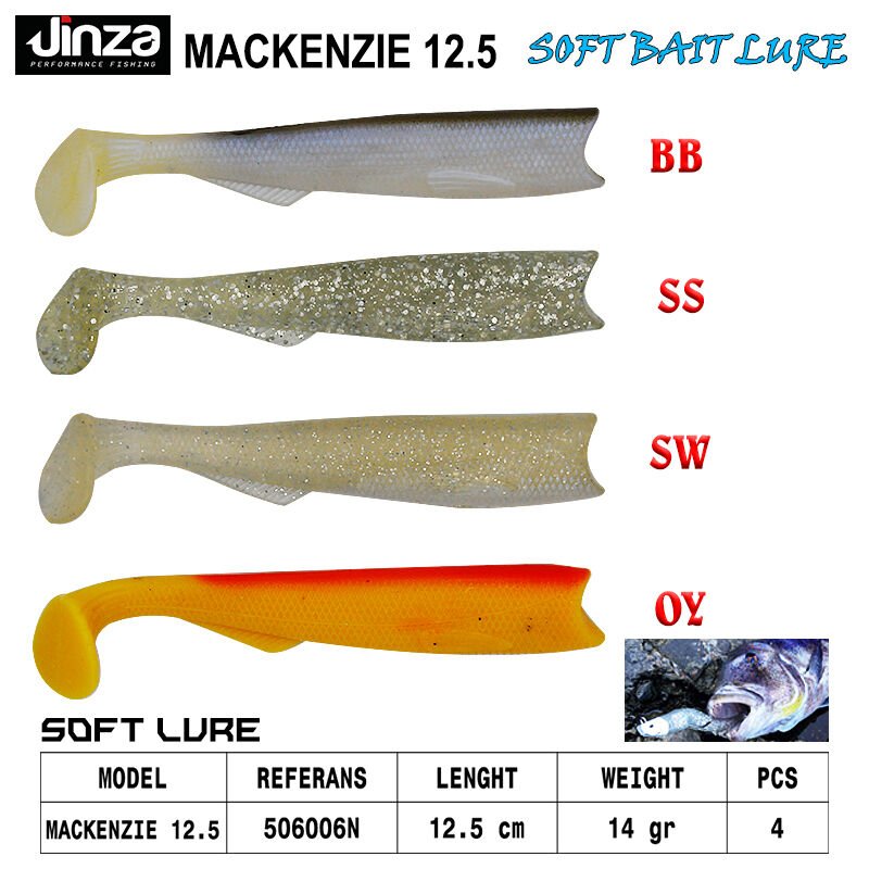 Jinza Hawk Mackenzie 125 mm 14 gr Silikon Balık 4 Adet SW