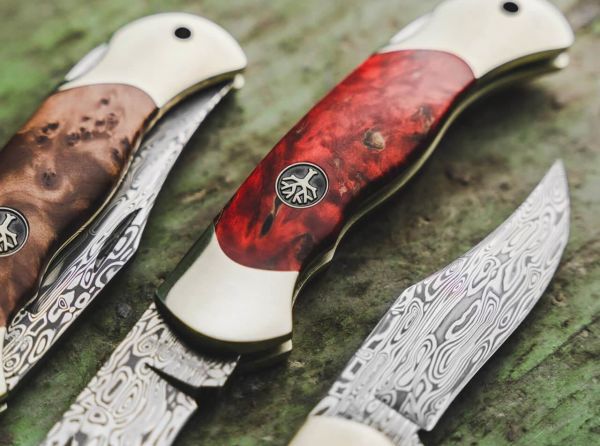 Böker Manufaktur Junior Scout Curly Birch Brown Damascus Çakı