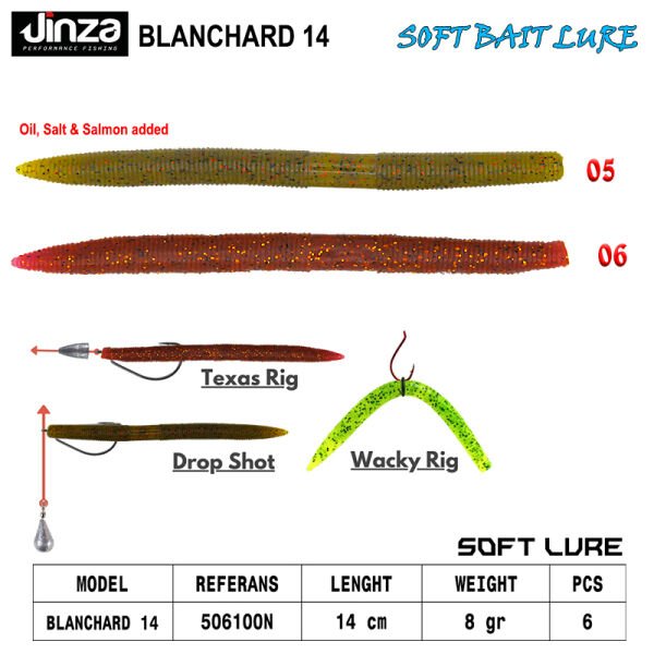 Jinza Hawk Blanchard 140 mm  8 gr Silikon Balık 6 Adet 06