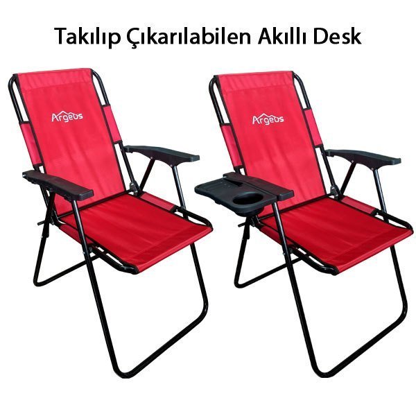 Argeus Katlanabilir Kamp Koltuğu Akıllı Desk Kırmızı