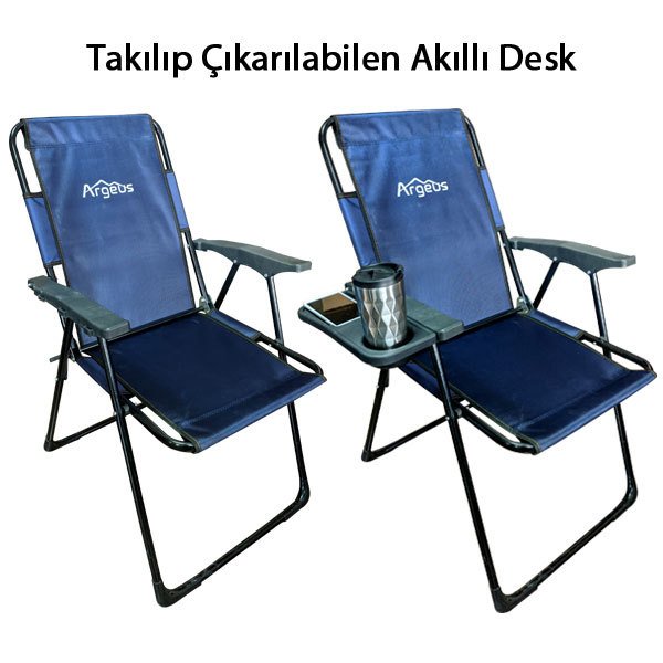 Argeus Katlanabilir Kamp Koltuğu Akıllı Desk Lacivert