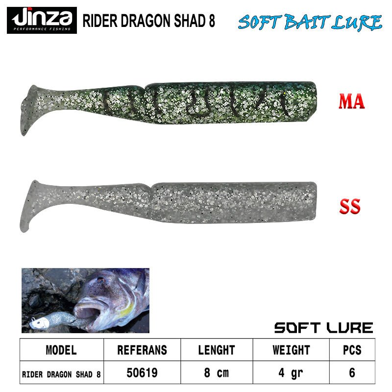 Jinza Rider Dragon Shad 80 mm 4 gr Silikon Balık MA