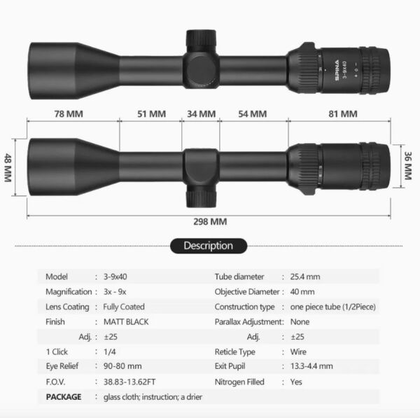 Spina Jungleshade 3-9x40 BDC (SCOL-2320) Tüfek Dürbünü