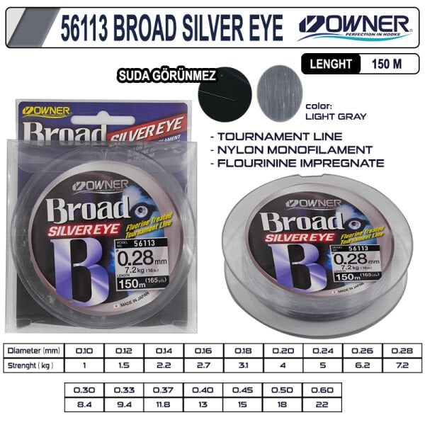 Owner 56113 Broad Silver Eye 150m Light Gray 0,10