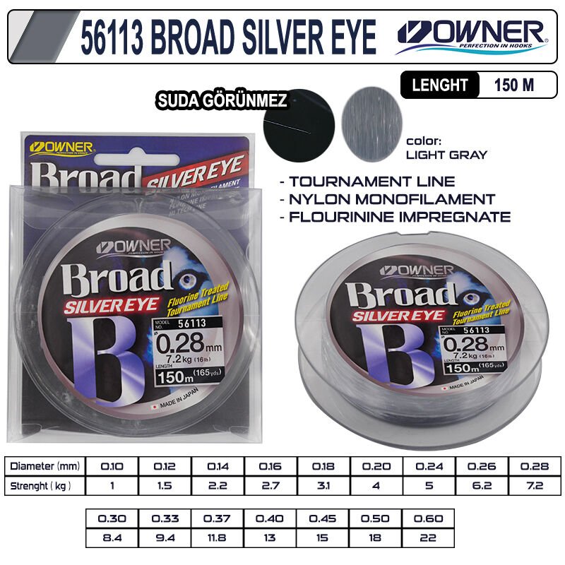 Owner 56113 Broad Silver Eye 150m Light Gray 0,37