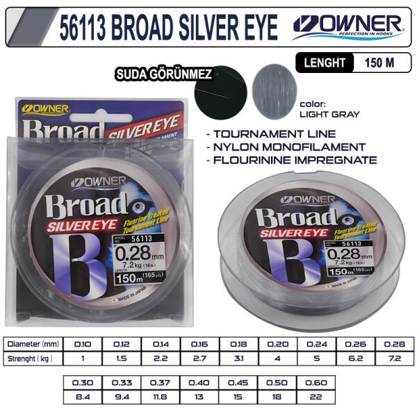 Owner 56113 Broad Silver Eye 150m Light Gray 0,40