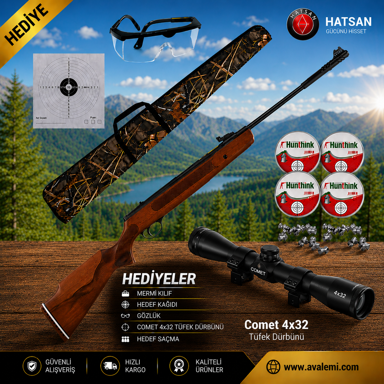Hatsan Strıker 1000X Havalı Tüfek Seti Comet 4x32 Dürbün