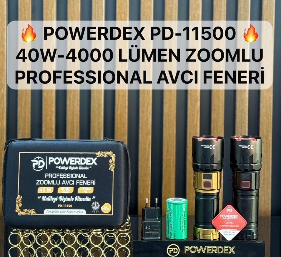 Powerdex PD-11500 | 40 W - 4000 Lümen Zoomlu Şarjlı Avcı El Feneri