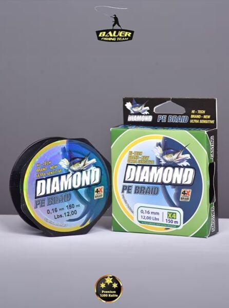 BAUER DIAMOND Pe Braid 4x 150 Metre Ip Misina 0.16mm