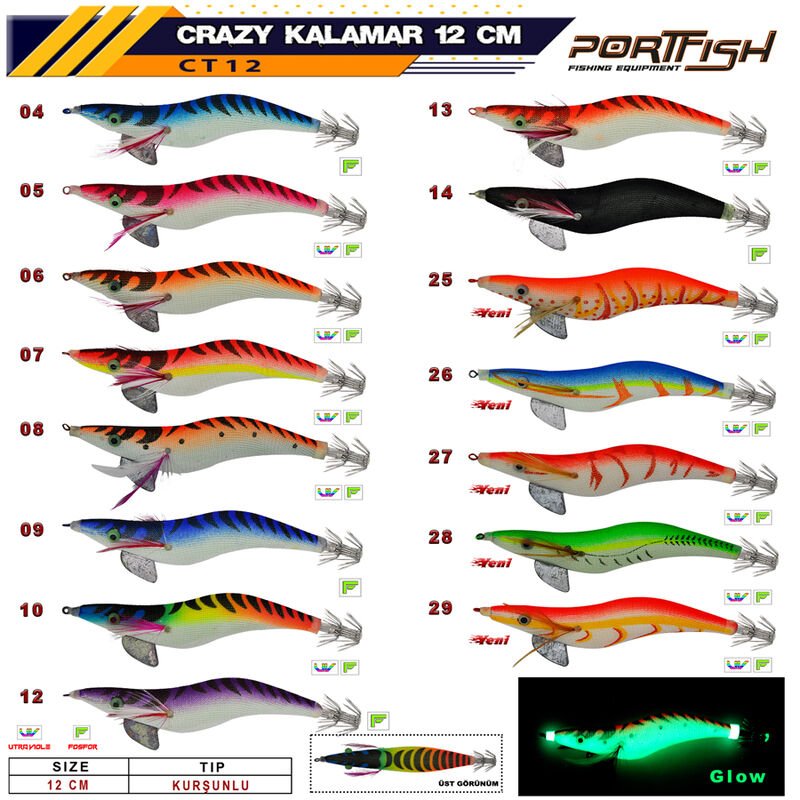 Portfish Crazy Kalamar Zokası 3,5 gr  Kurşunlu 12 cm 04