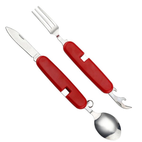 3268 Fonksiyonlu Kamp Çakısı&Çatal&Kaşık Küçük Kırmızı