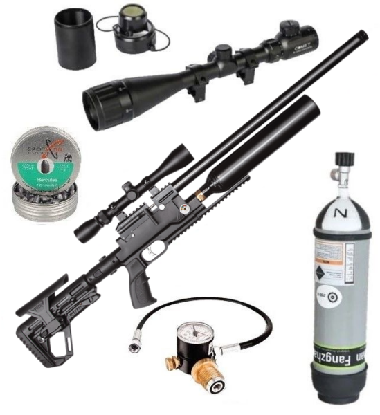 Kral Arms Puncher Jumbo Dazzle Siyah Pcp Havalı Tüfek Seti