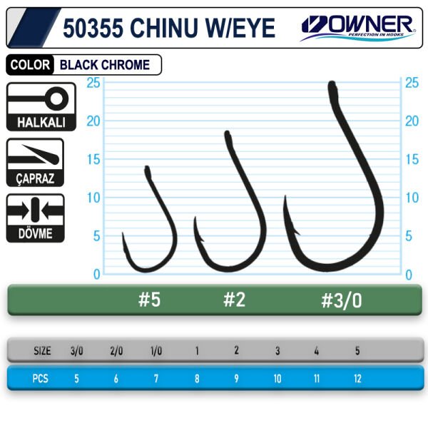 Owner 50355 Chinu W/ Eye Gun Black İğne 2-0