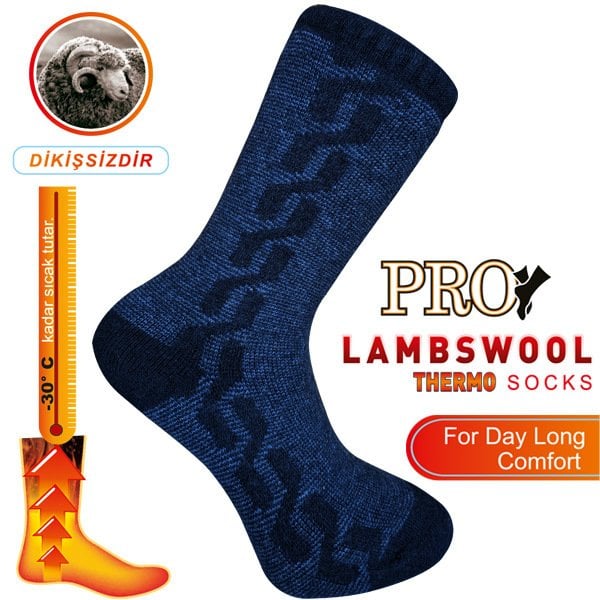 13902 Lapon Havlu Lambswool Erkek Çorabı Lacivert 41-44