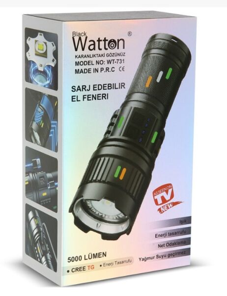 Watton WT-731 Cree TG LED 5000 Lümen Şarj Göstergeli El Feneri