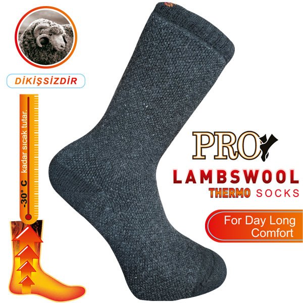 13903 Huskey Havlu Lambswool Erkek Çorabı Gri 41-44