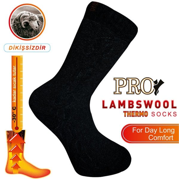 13902 Lapon Havlu Lambswool Erkek Çorabı Siyah 41-44