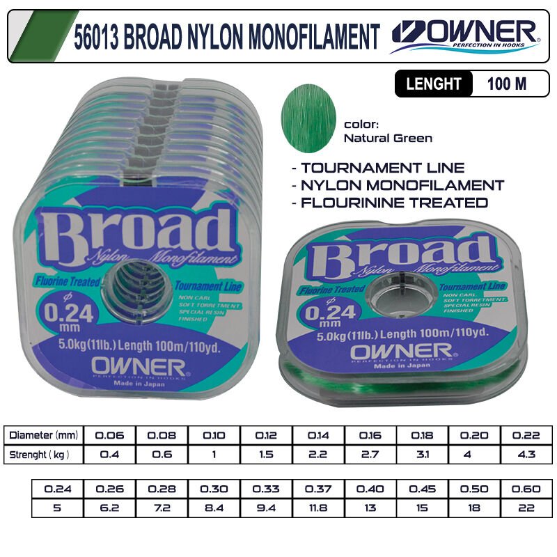 Owner 56013 Broad 100m Natural Clear Misina 0,28